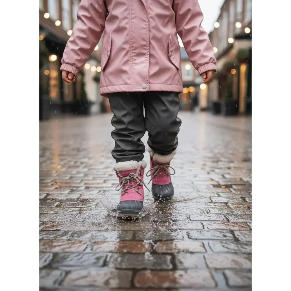 Cat & Jack Girls Winter Snow Boots Pink Fleece Lined Size 13 Waterproof Style